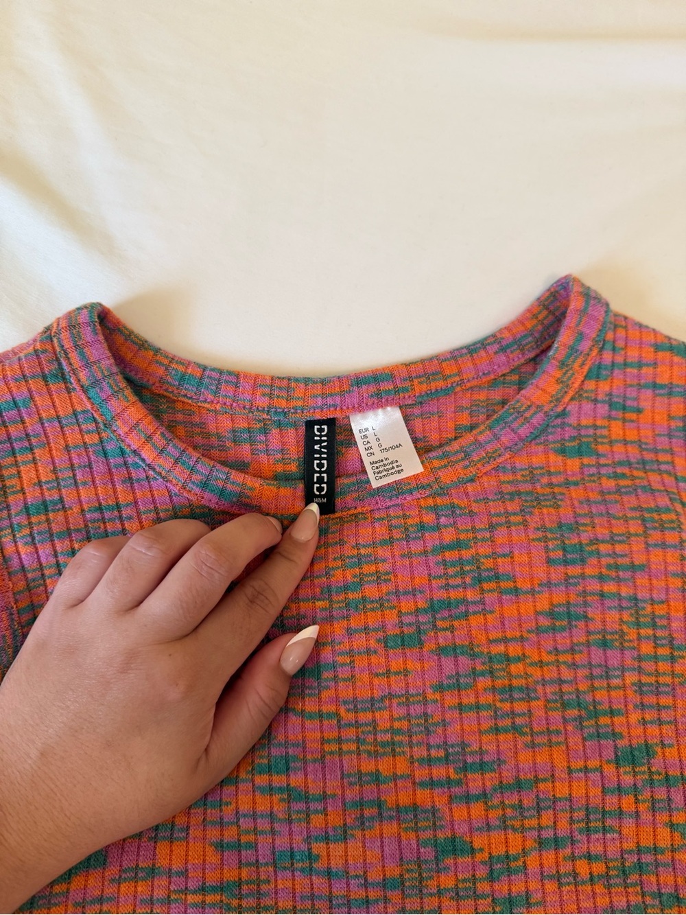 Divided Ribbed Mini Dress in Pink Multi - Picture 3 of 3